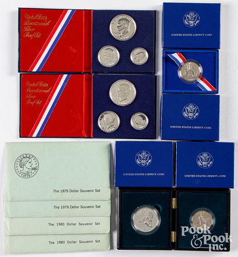 Two Bicentennial silver proof sets, etc.