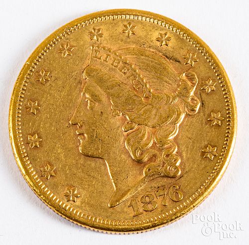 1876-S Liberty Head twenty dollar gold coin