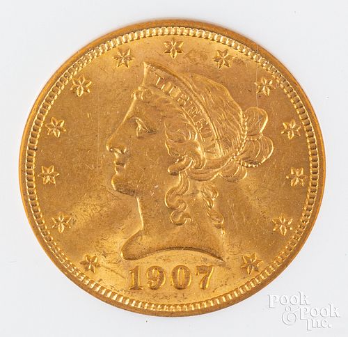 1907 Liberty Head ten dollar gold coin NGC MS62