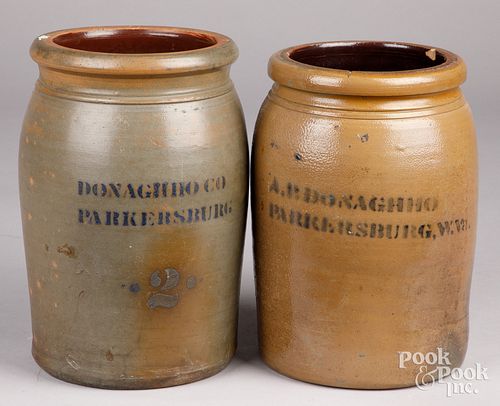 Two A.P. Donaghho Parkersburg crocks, 19th c.