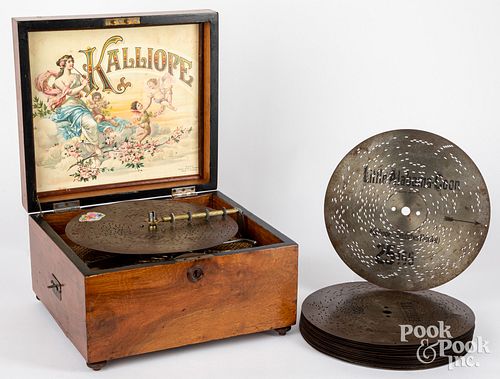 Disc music box with three bells