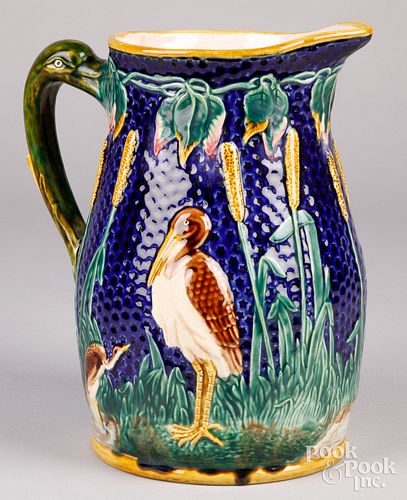 Large Majolica pottery pitcher