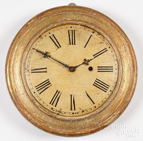 Painted wood wall clock, 19th c.