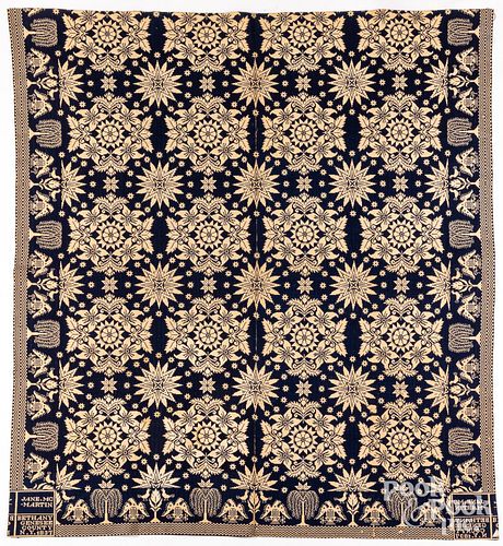 Jacquard coverlet, dated 1837