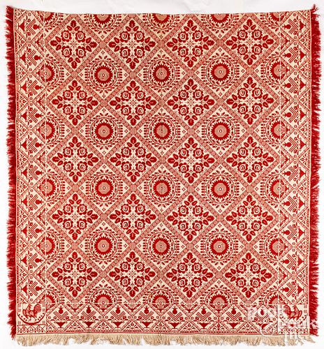 Jacquard coverlet, dated 1856