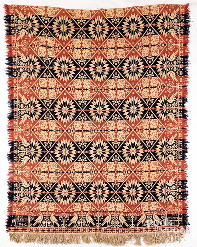Jacquard coverlet, dated 1846