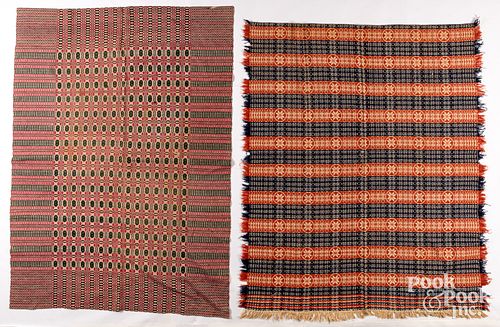 Two Jacquard coverlets, mid-19th c.