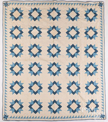 Blue and white patchwork quilt, early 20th c.