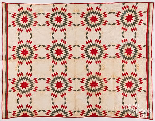 Touching Star patchwork quilt, ca. 1900