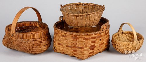 Four splint carrying baskets, 19th c.