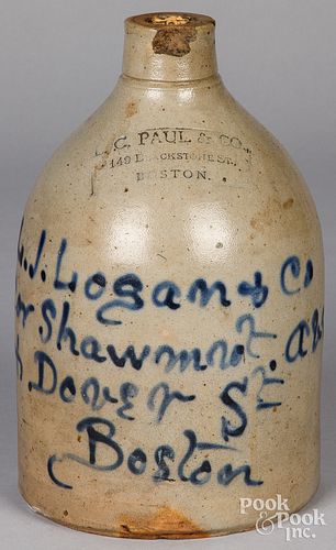 Massachusetts stoneware jug, 19th c.