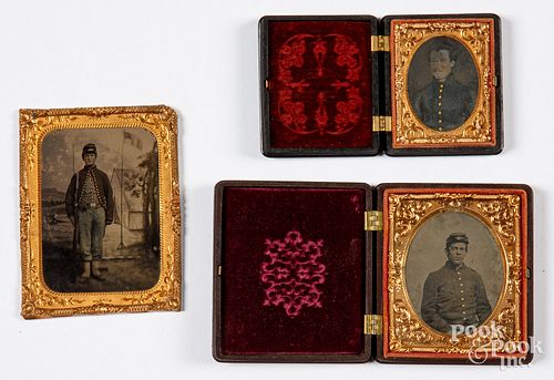 Three Civil War soldier tintype photos