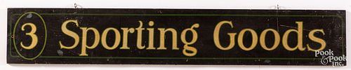Double-sided pine Sporting Goods trade sign
