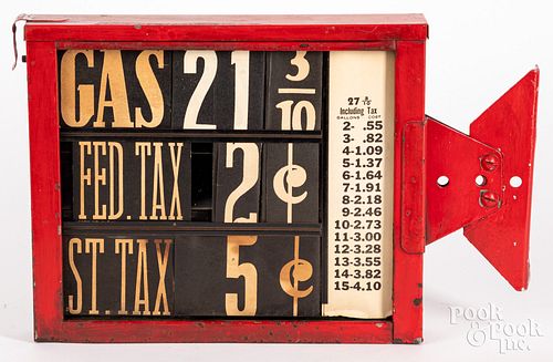 Service Station gas pump tax sign, double sided