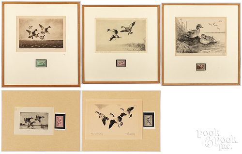 Five federal duck stamps and prints