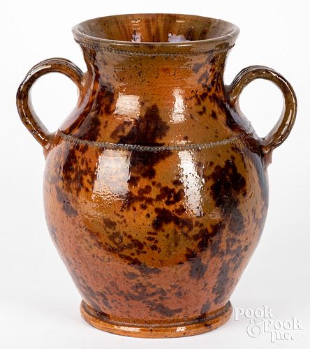 Jacob Medinger redware two-handled vase