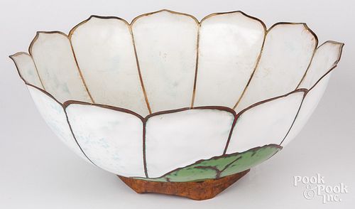 Enamel on copper lotus bowl,