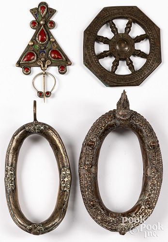 Four silver and bronze decorative pieces