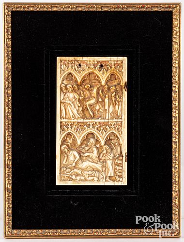 Continental carved ivory religious panel, 18th c.