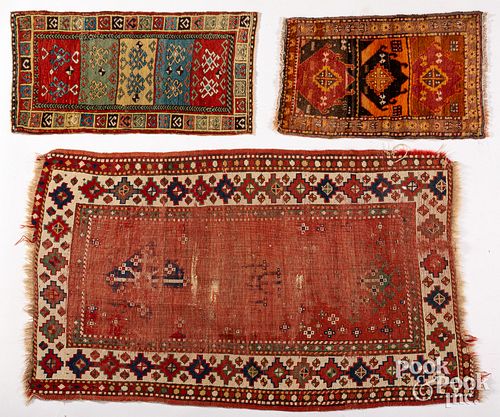 Kazak carpet, together with two mats