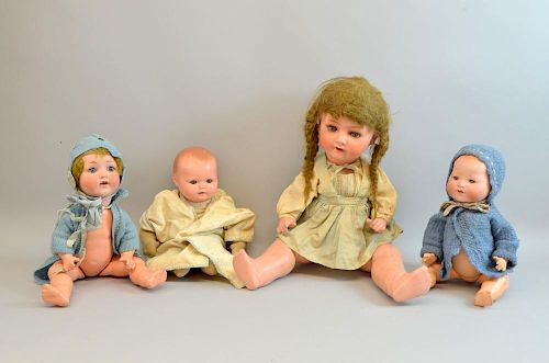 Heubach Kppelsdorf bisque headed doll, No 320 4, and three others