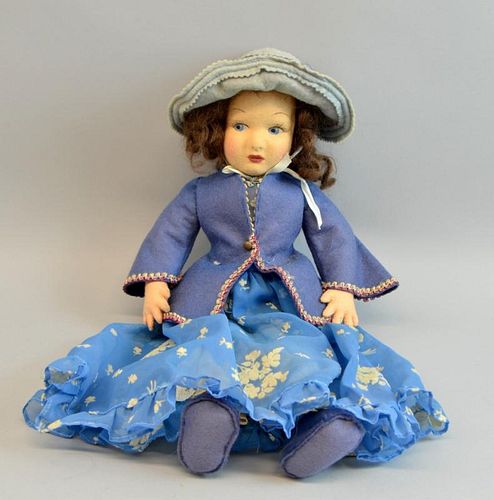 Early 20th century felt doll, 40cm high,