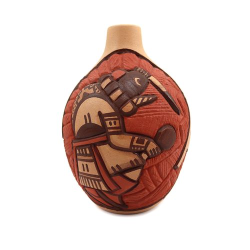 Carla Nampeyo - Hopi Polychrome Vase with Kachina Pictorials c. 2000s, 6" x 4" (P3689)