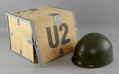 U2 The Best of 1980-1990, promotional helmet in custom made U2 box, made by Island Records (Similar helmet worn by the boy on