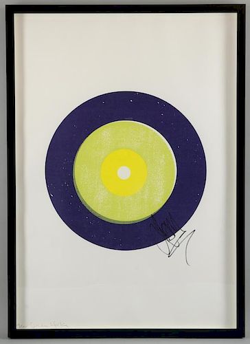 Oasis - Liam Gallagher signed numbered 9/50 print of artwork used on the ﾑFire & Skillﾒ songs of The Jam album & signed b