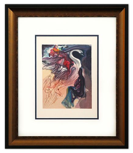 Salvador Dali- Original Color Woodcut on B.F.K. Rives Paper "Paradise 19"