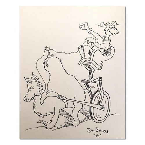 Dr. Seuss (1904-1991), "Seuss Camel" Hand Signed Original Drawing with Certificate of Authenticity.