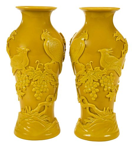 Pair of Chinese Yellow Peking Glass Vases