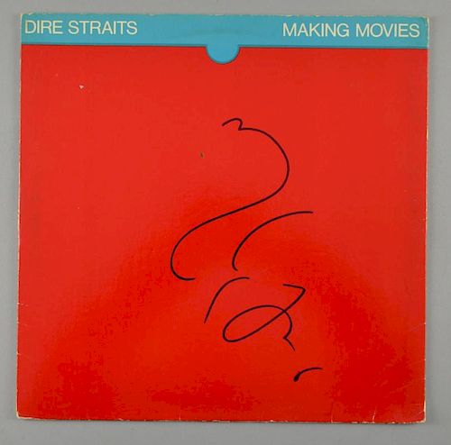 Dire Straits - A copy of the album 'Making Movies' signed to cover by Mark Knopfler in blue felt pen, together with photograp