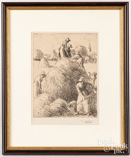 Camille Pissarro, lithograph Haymakers of Eragny