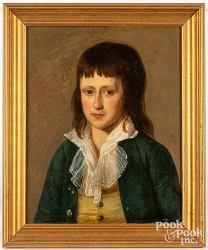 Oil on canvas portrait of a boy, 19th c.