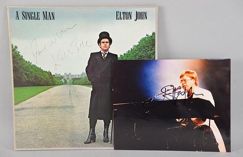 Elton John signed LP for A Single Man & 10 x 8 inch photograph (2)