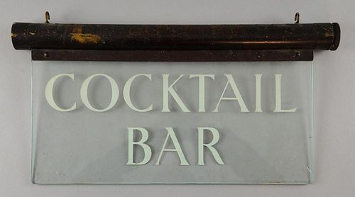 A Cocktail Bar vintage illuminated cinema / theatre sign with glass display & metal casing, 10 x 21 inches