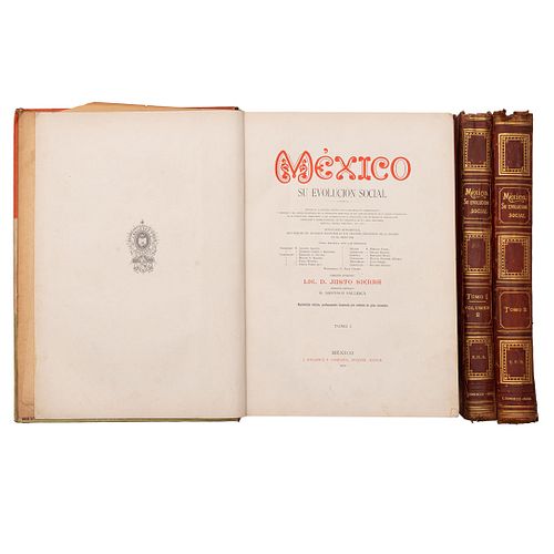 Sierra, Justo. México, Su Evolución Social. México: J. Ballescá y Compañía, Sucesor, Editor, 1900 - 1901. Profusamente ilustrado. Pzs.3