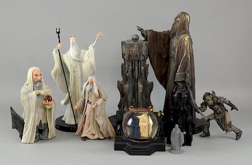 Lord of the Rings: Toys and collectable figures, all unboxed, including: Mike Asquith style bronze resin Saruman and Palantir