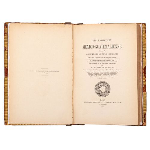 Brasseur de Bourbourg, l'Abbé Charles Étienne. Bibliothèque Mexico-Guatèmalienne. Paris: Maisonneuve & Cie. Libraire, 1871.