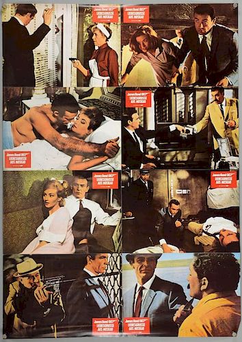 James Bond From Russia With Love (R-1980's) Set of 8 un-cut German lobby cards, rolled, 23 x 33 inches