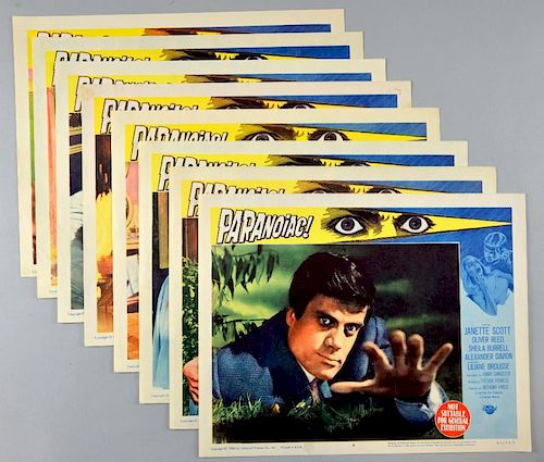 Paranoiac (1963) Set of 8 US Lobby cards, Hammer Horror, 11 x 14 inches
