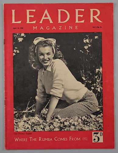 Marilyn Monroe: A rare copy of Leader Magazine, April 13, 1946, Vol.3 No.26 with an early photograph of Norma Jean Baker on t