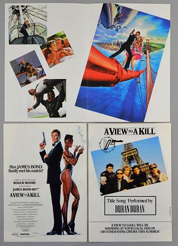 James Bond A View To Kill (1985) Three original cinema flyers for the release of the film, 6 x 8.5 inches