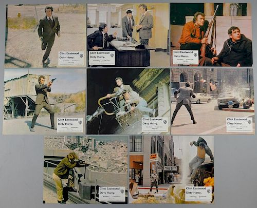 Dirty Harry (1971) 8 British Front of House cards, 10 x 8 inches (8)