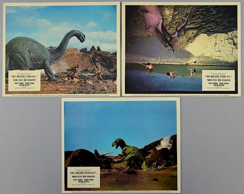 One Million Years B.C. (1966) 3 British Front of House cards, Hammer Film Production, 10 x 8 inches (3)
