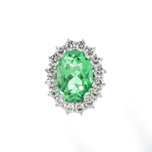 GIA 24.13ct Emerald, Diamond and 18K Ring