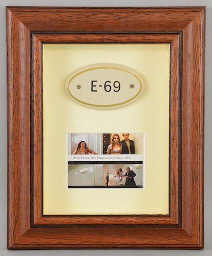 Titanic (1997) Production made 'E' deck door plaque. These plaques were used on the full size sets based at Fox Baja Studios 