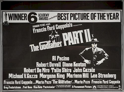 The Godfather Part II (1974) British Quad film poster, starring Marlon Brando, Paramount, folded, 30 x 40 inches