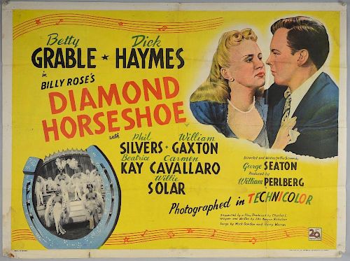 The Diamond Horseshoe (1945) British Quad film poster, starring Betty Grable & Dick Haymes, 20th Century Fox, folded, 30 x 40